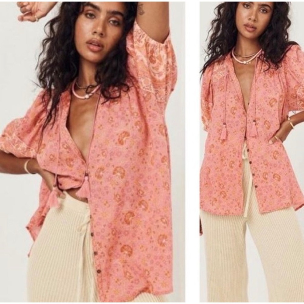 Spell & the Gypsy Collective Sundown Short Sleeve Floral
Blouse XS Organic Top
